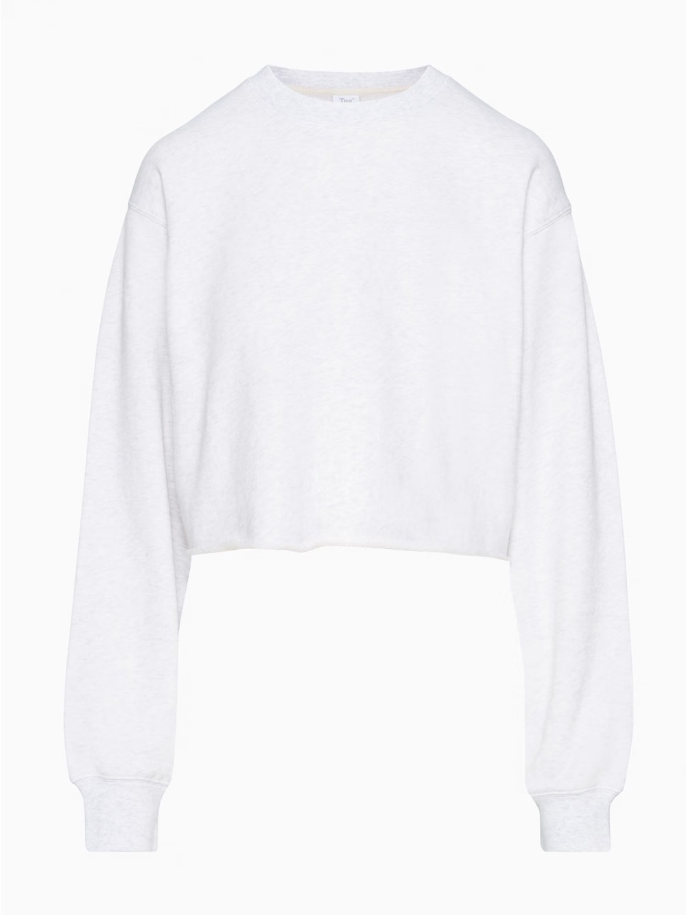 Aritzia TNA Boyfriend Cropped Sweatshirt | Heather Cloud White | Size 2XS